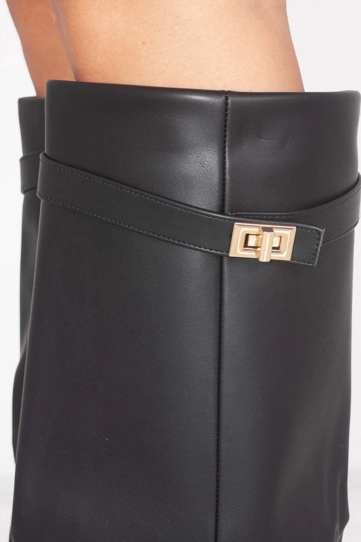 Favinella Leather Knee Boots - Black