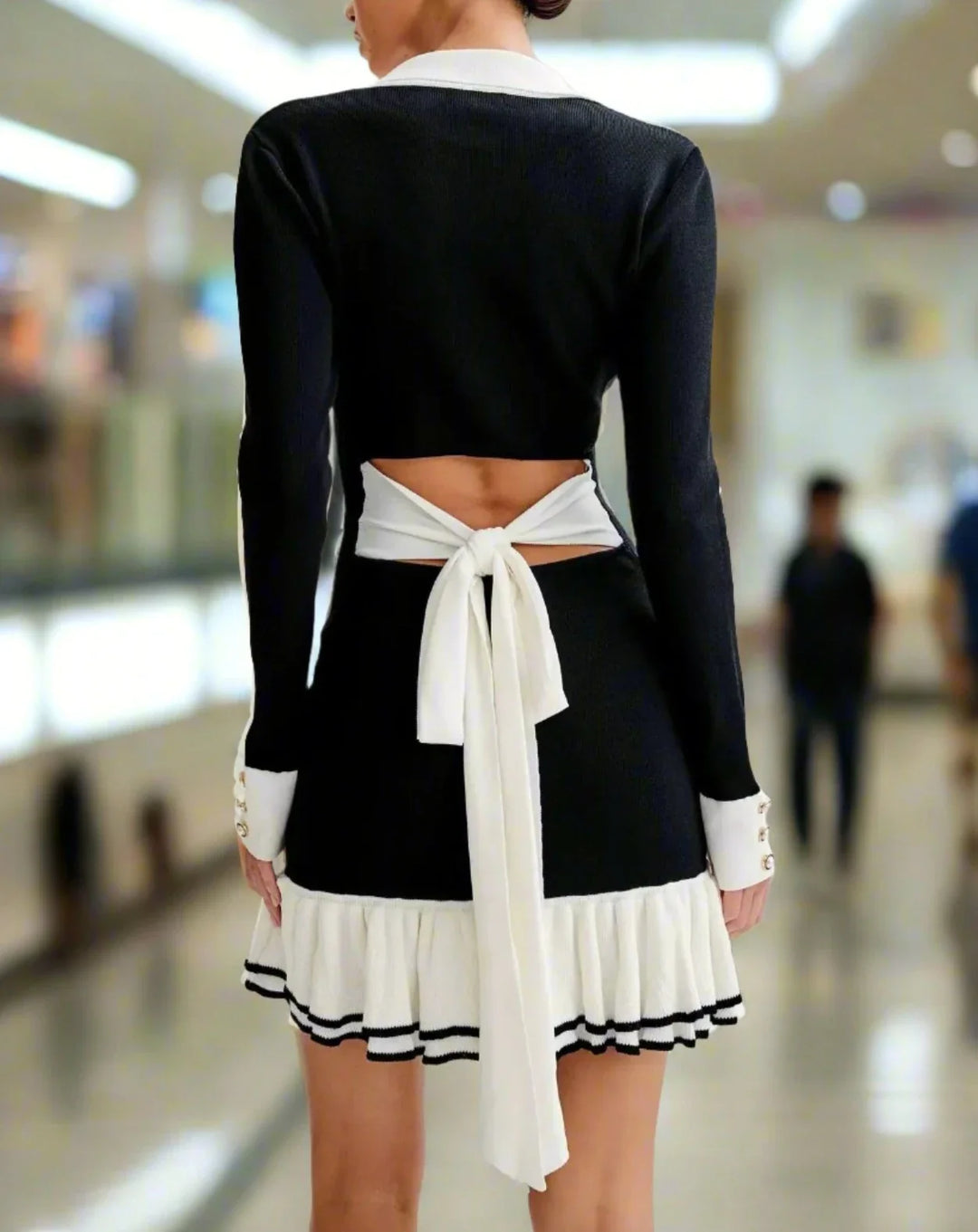 Ruffled Knit Mini Dress
