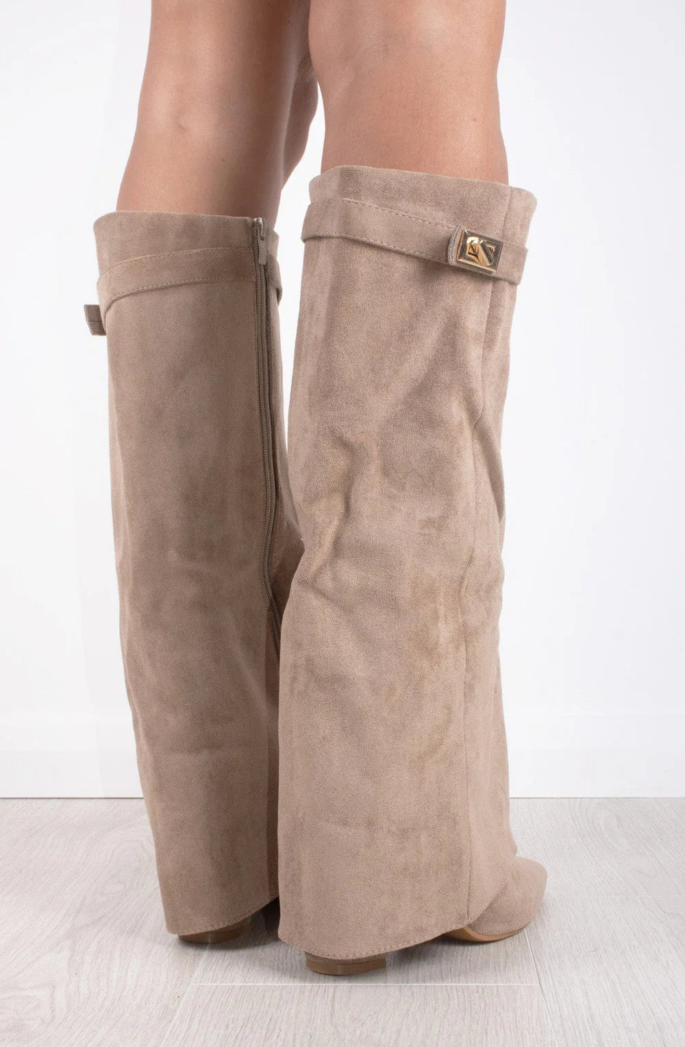 Favinella Suede Knee Boots - Beige