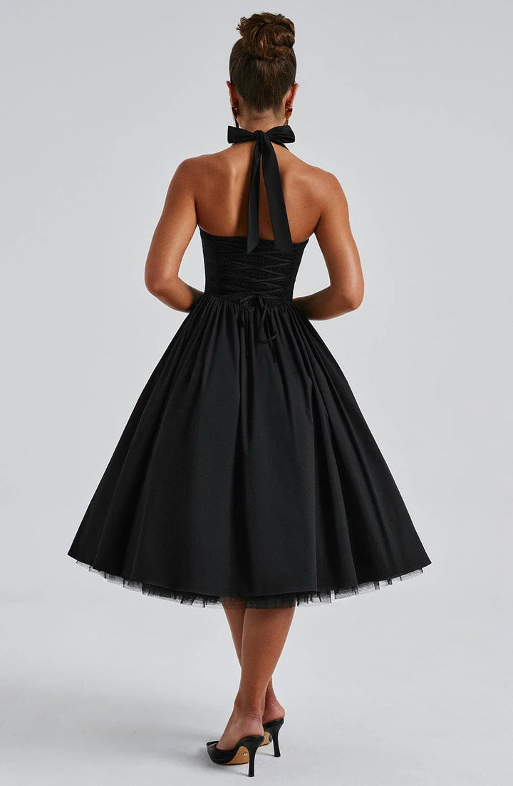 Monet - Lace-up Corset Midi Dress