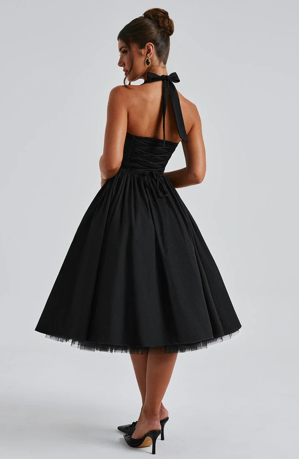Monet - Lace-up Corset Midi Dress