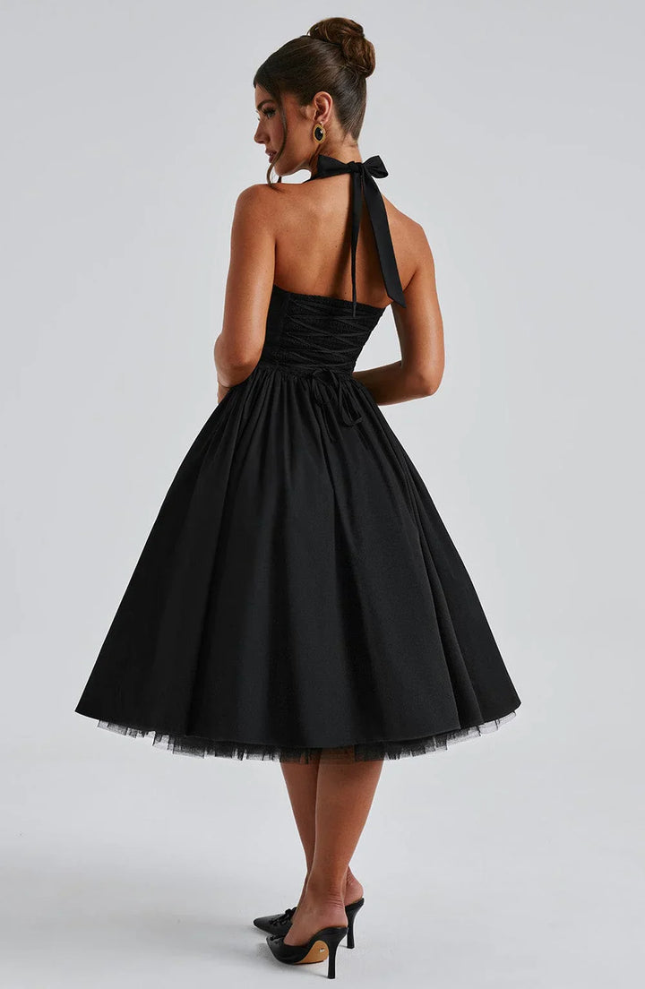 Monet - Lace-up Corset Midi Dress