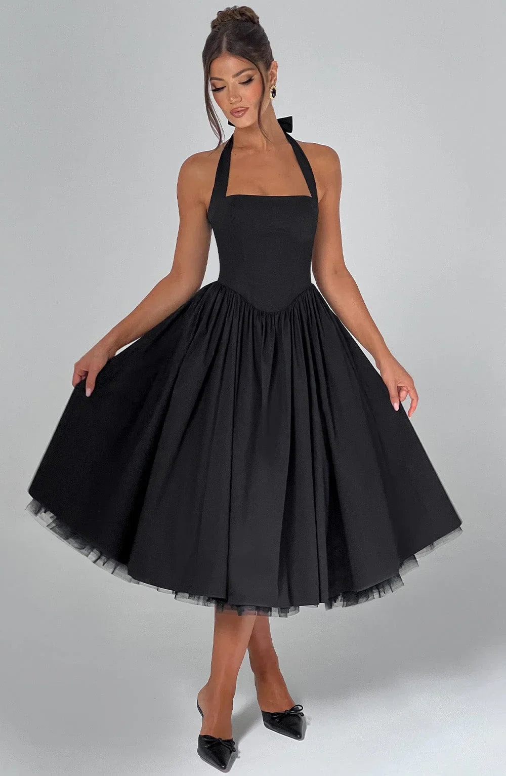 Monet - Lace-up Corset Midi Dress