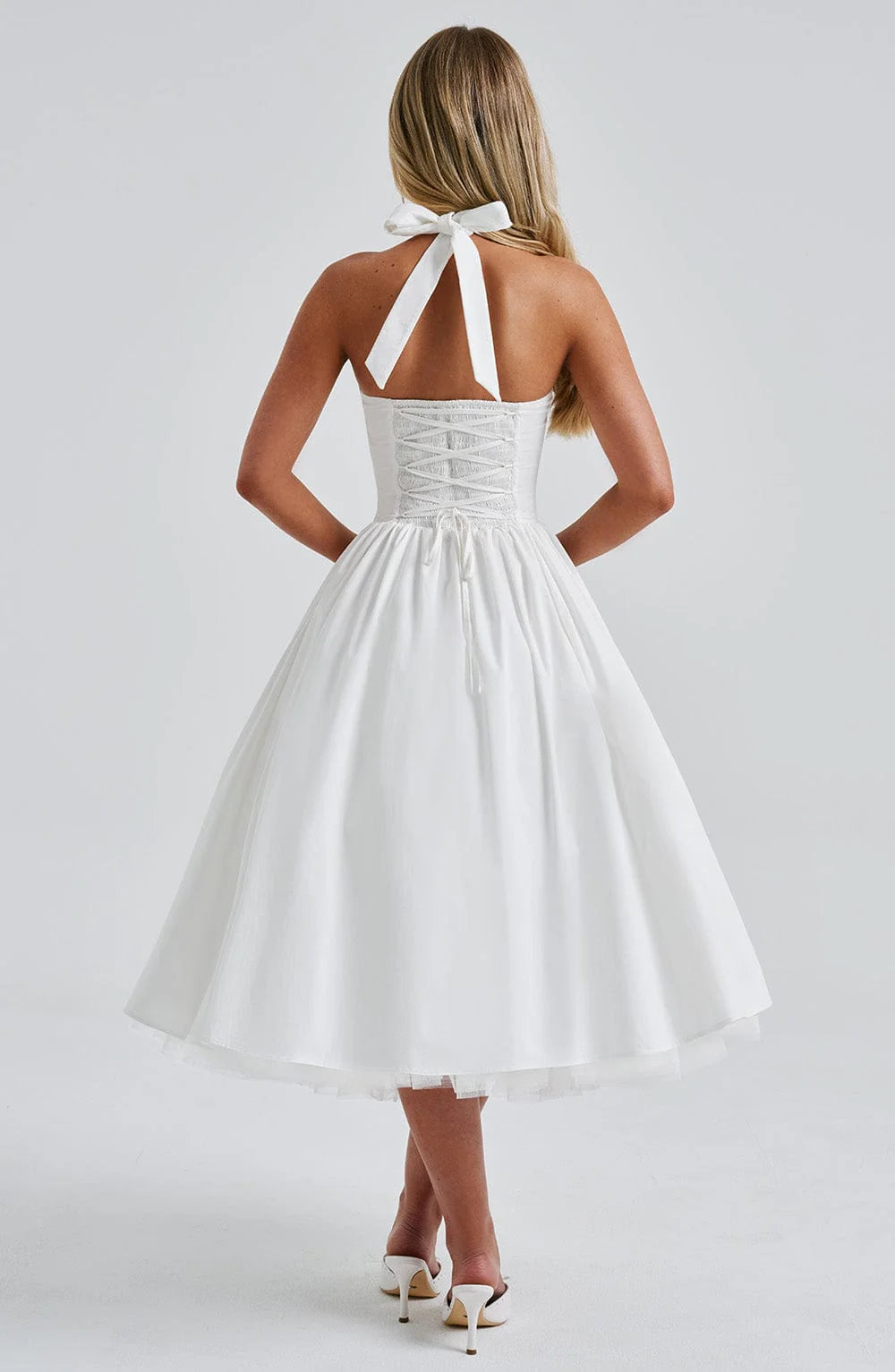 Monet - Lace-up Corset Midi Dress
